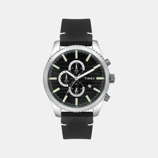 Male Black Leather Chronograph Watch TWEG19500