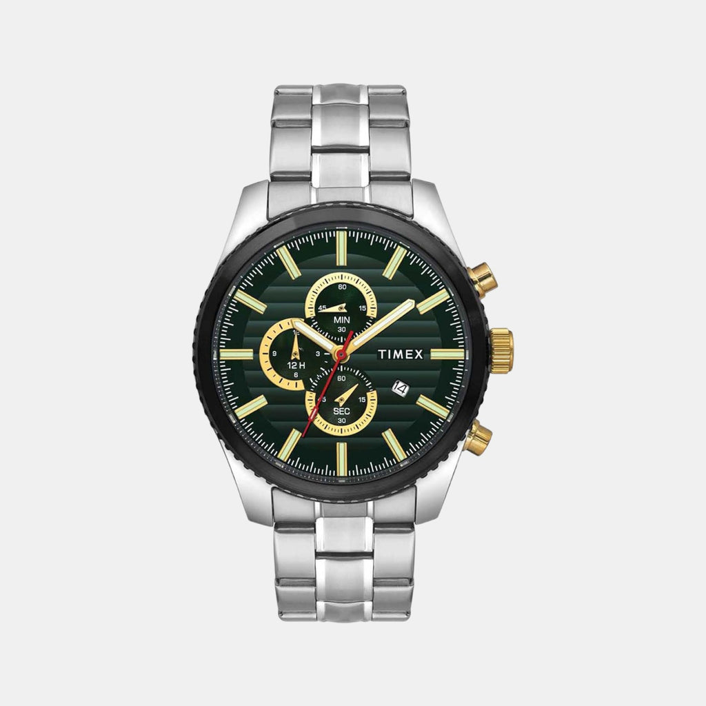 Timex Round Green Chronograph watch
