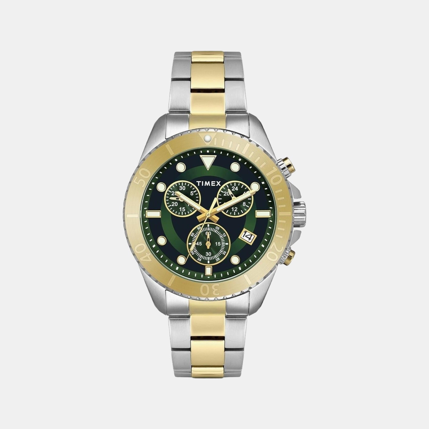 Timex Round Green Chronograph watch