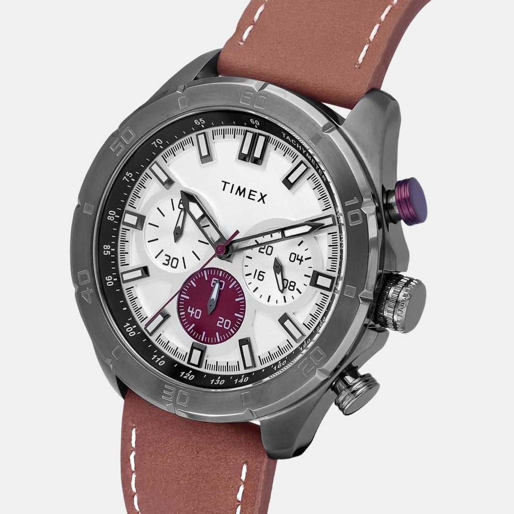 Timex Leather Silver watch