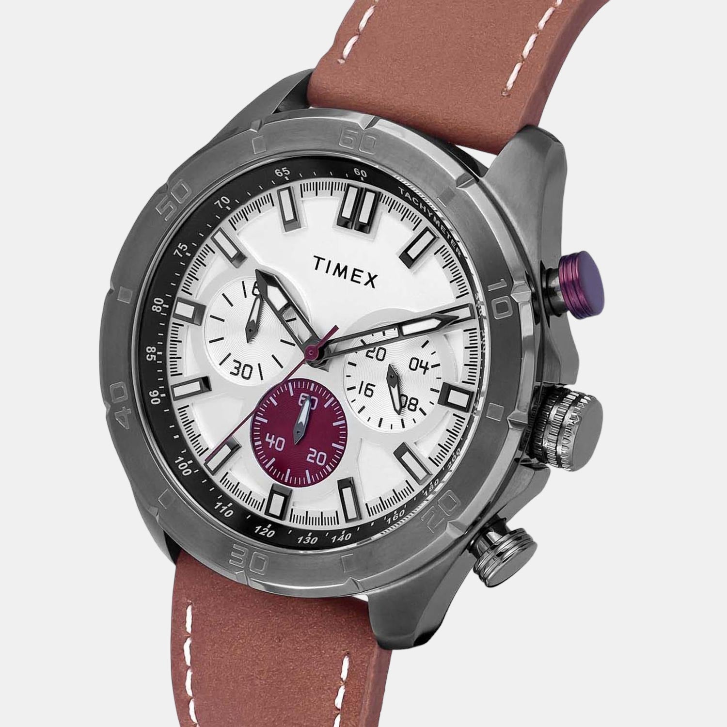 Timex Leather Silver watch