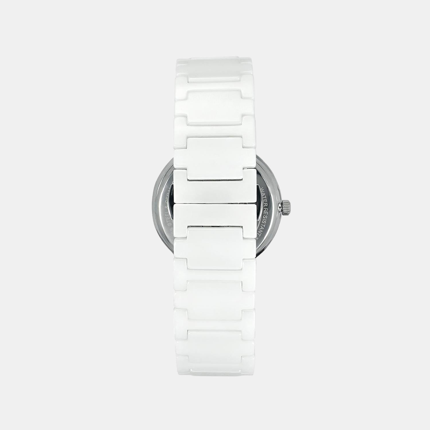 Men's Swiss Quartz White Ceramic & Stainless Steel Rectangular Dress W