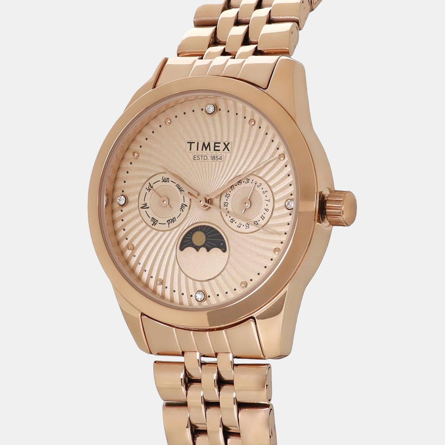 Timex Women Round Rose Gold watch