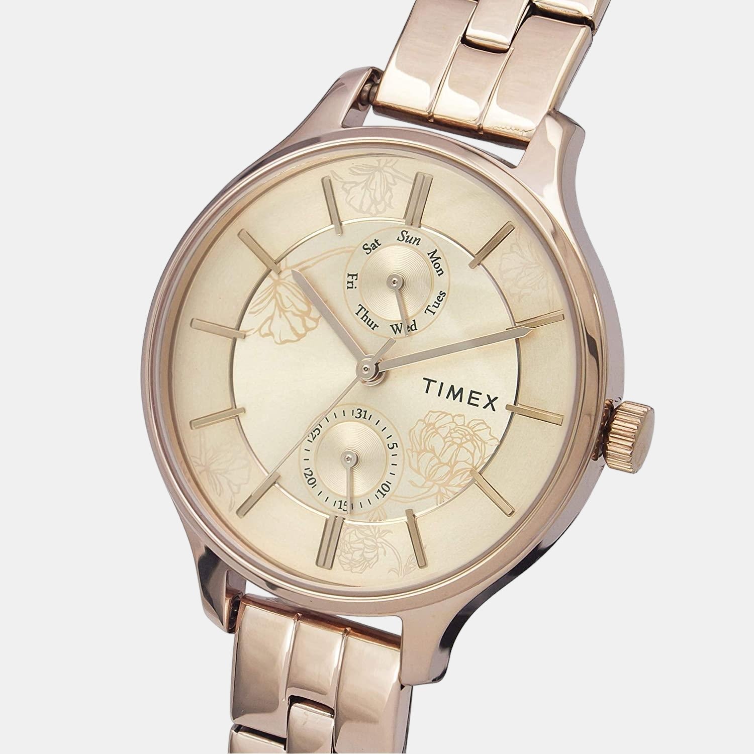 Timex Women Round Rose Gold watch
