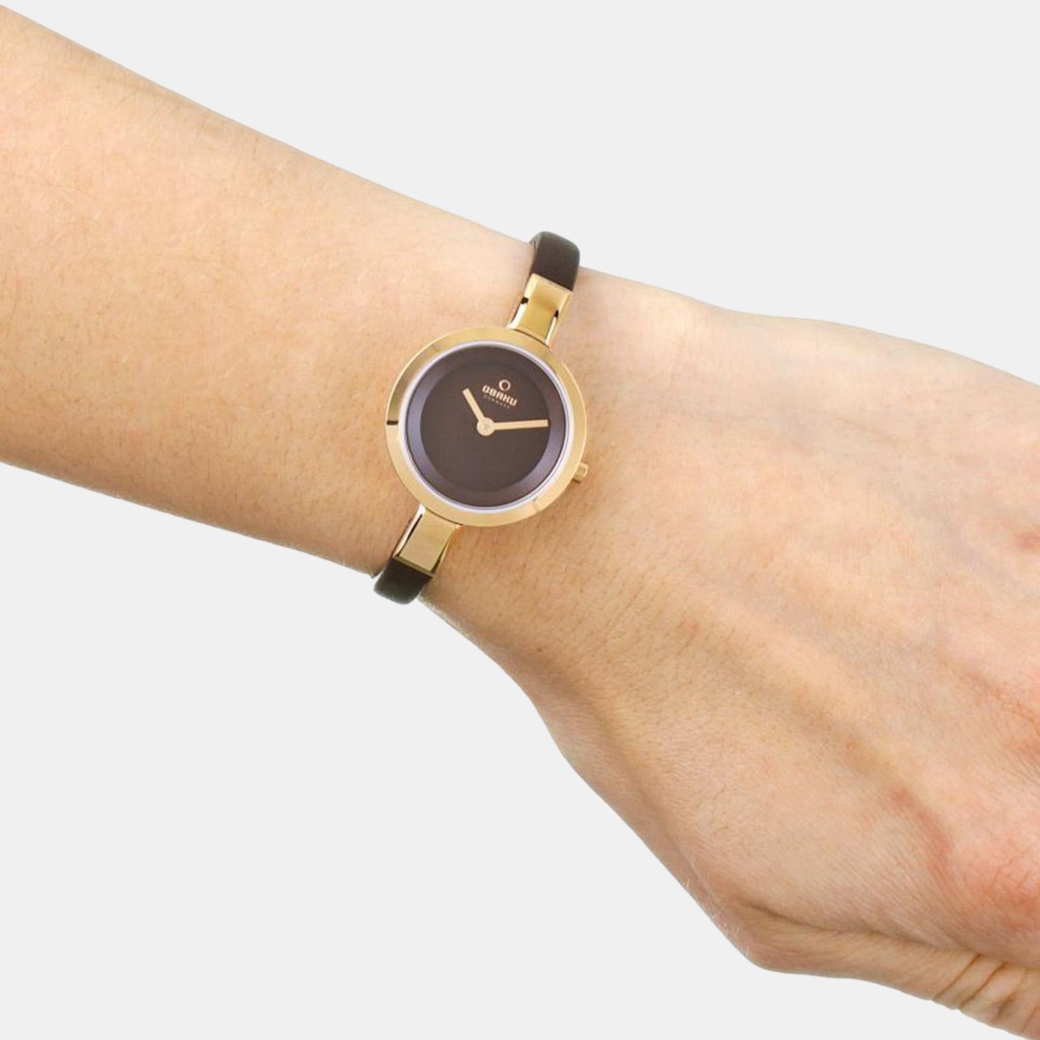 Obaku Women Round Brown watch