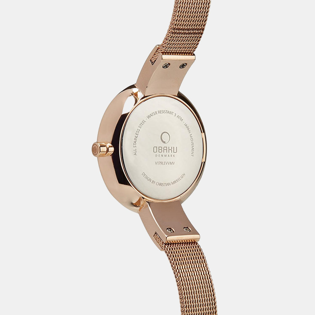 Obaku Women Round Rose Gold watch