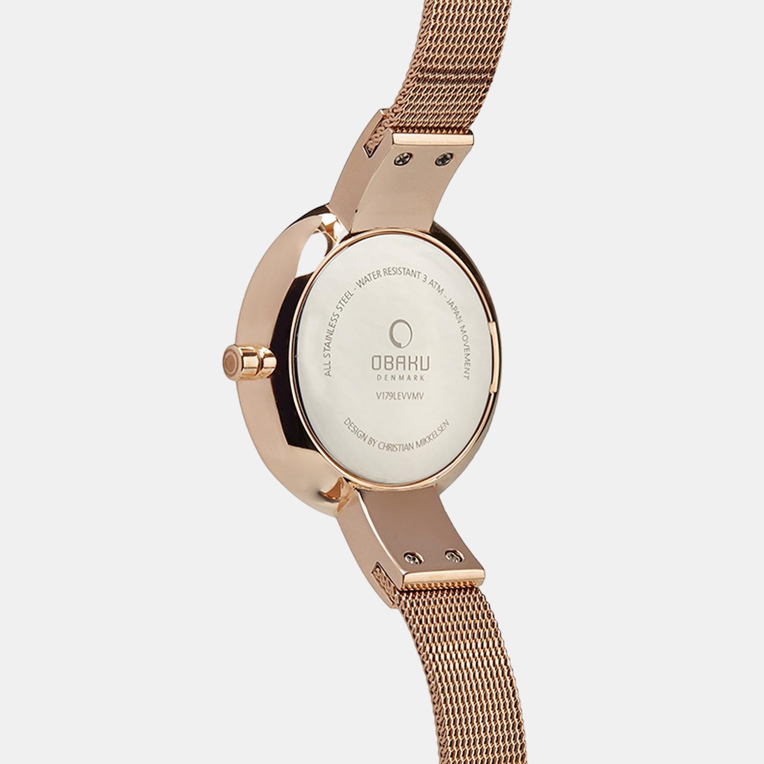 Obaku Women Round Rose Gold watch