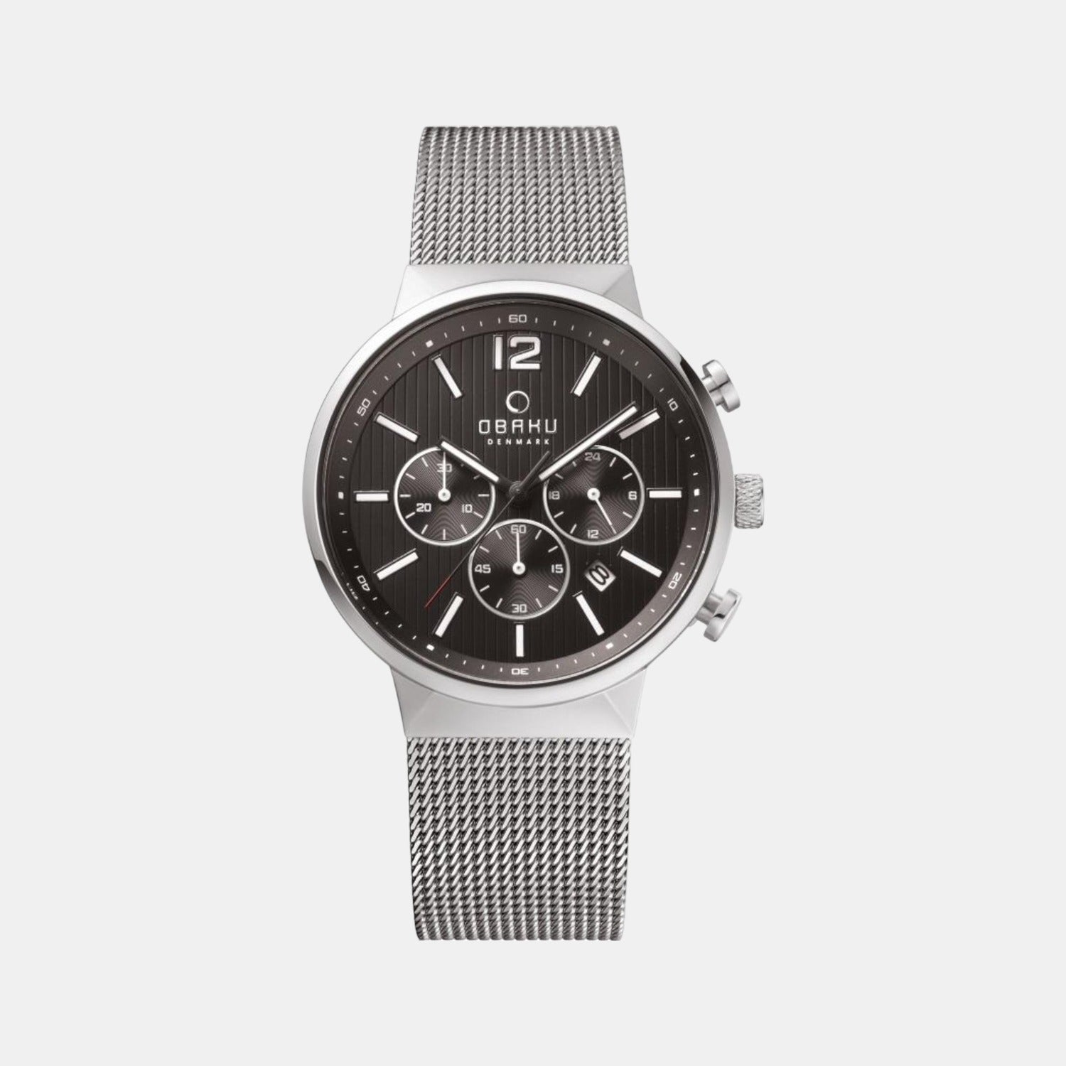 Obaku Round Black Chronograph watch