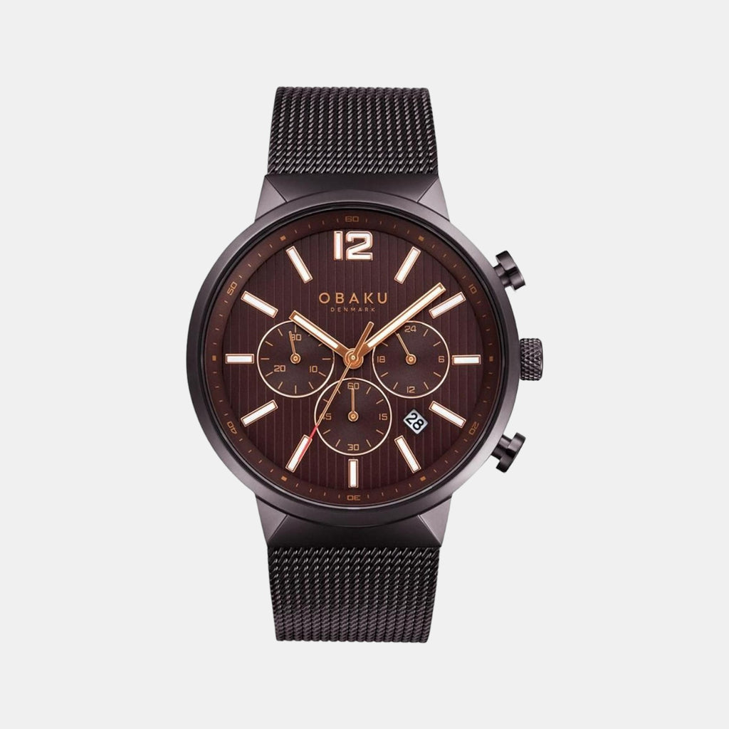 Obaku Round Brown Chronograph watch