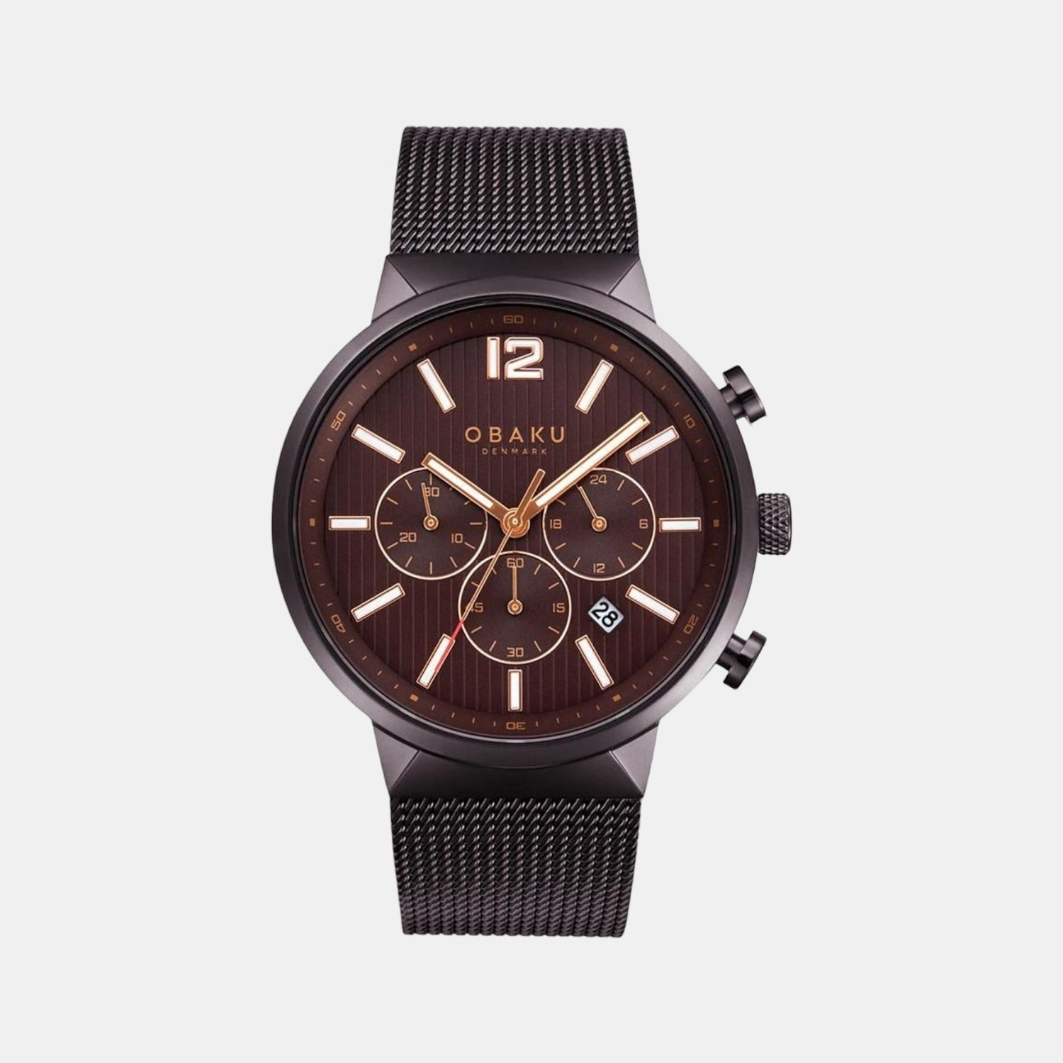 Obaku Round Brown Chronograph watch