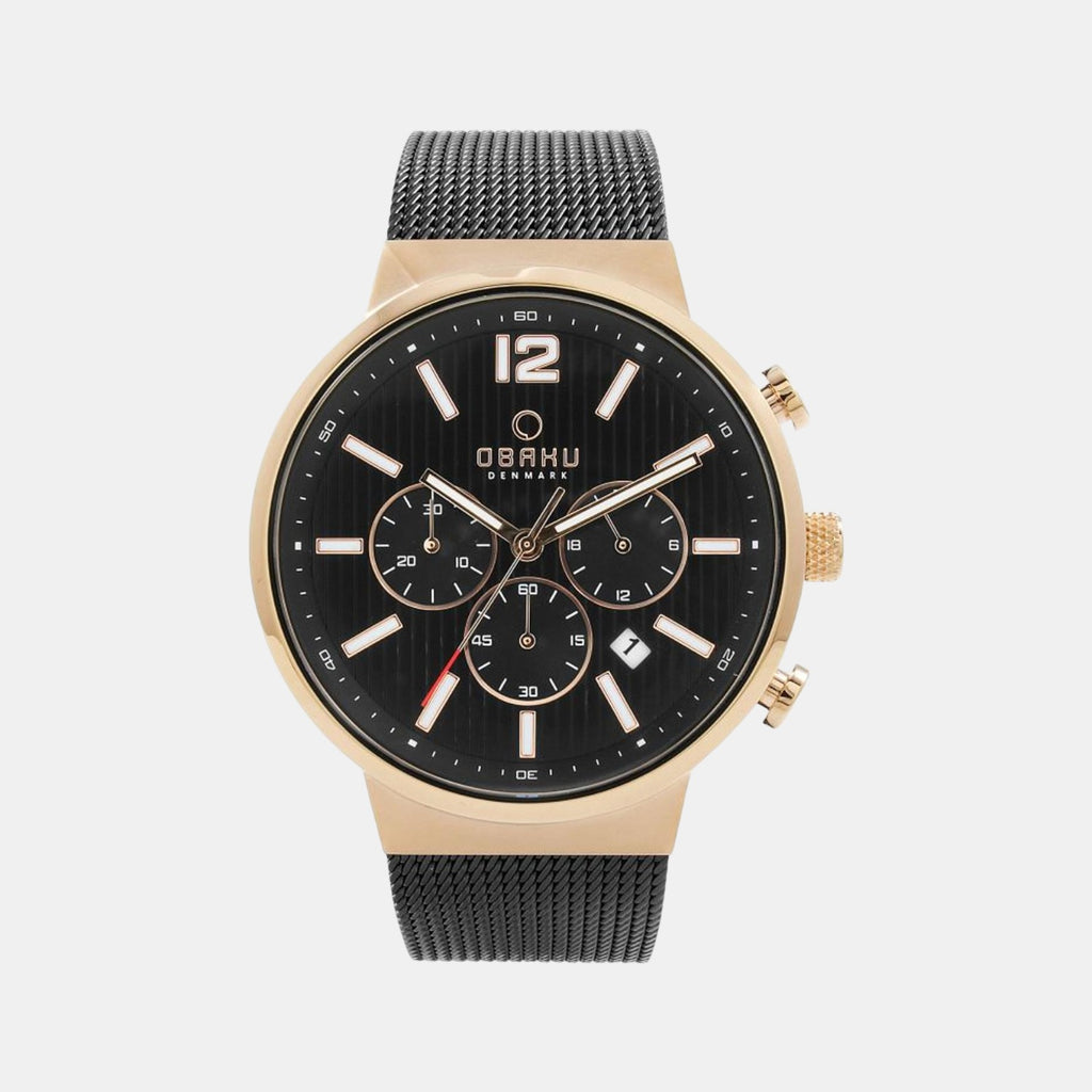Obaku Round Black Chronograph watch