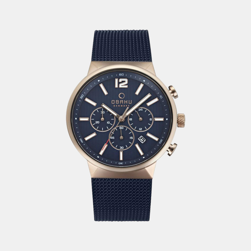 Obaku Round Blue Chronograph watch