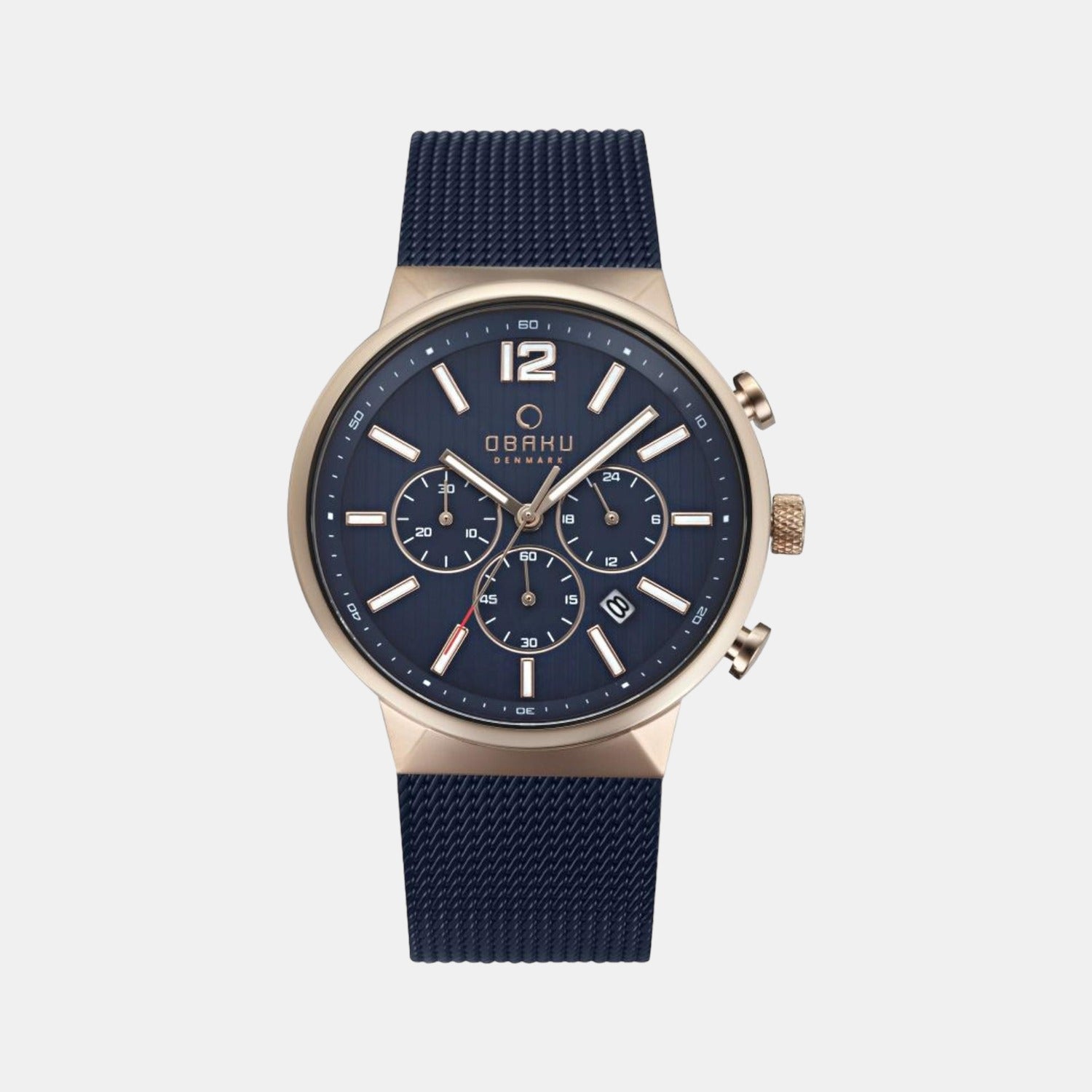 Obaku Round Blue Chronograph watch
