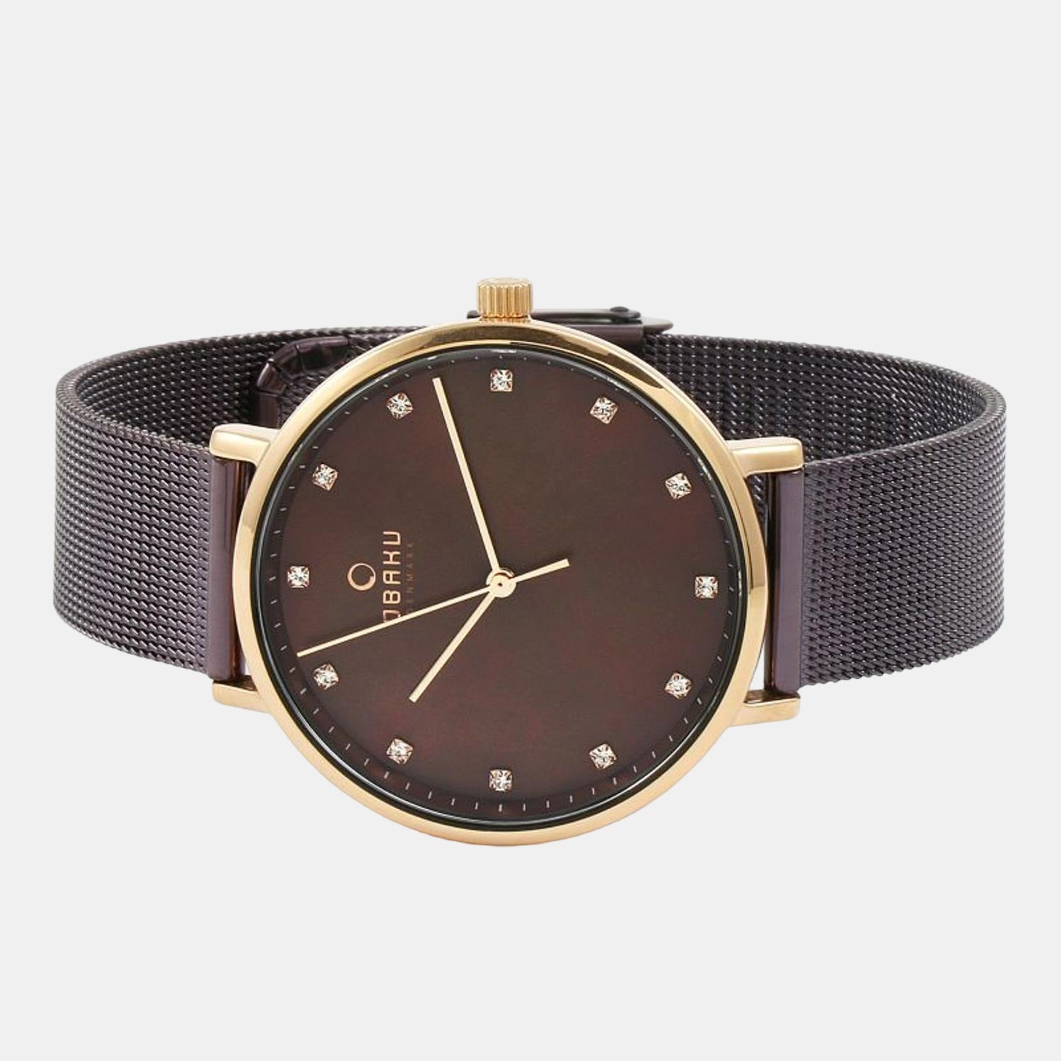 Obaku Women Round Brown watch