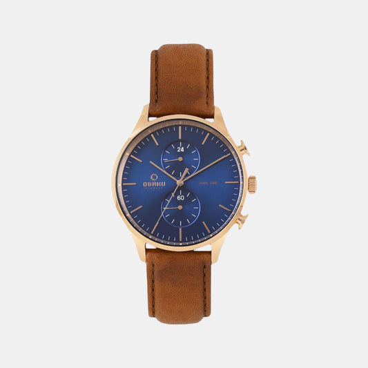 Male Blue Analog Leather Watch V196GUVLRN