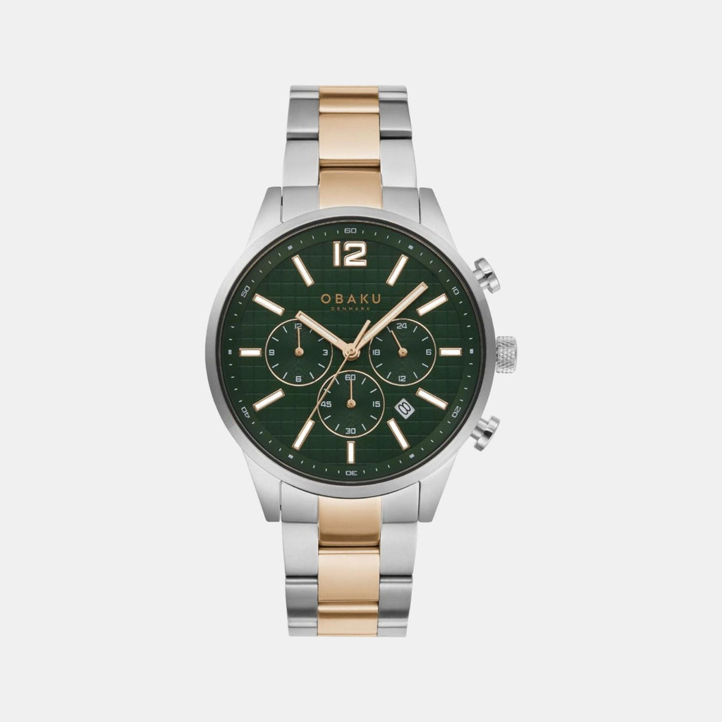 Obaku Round Green Chronograph watch
