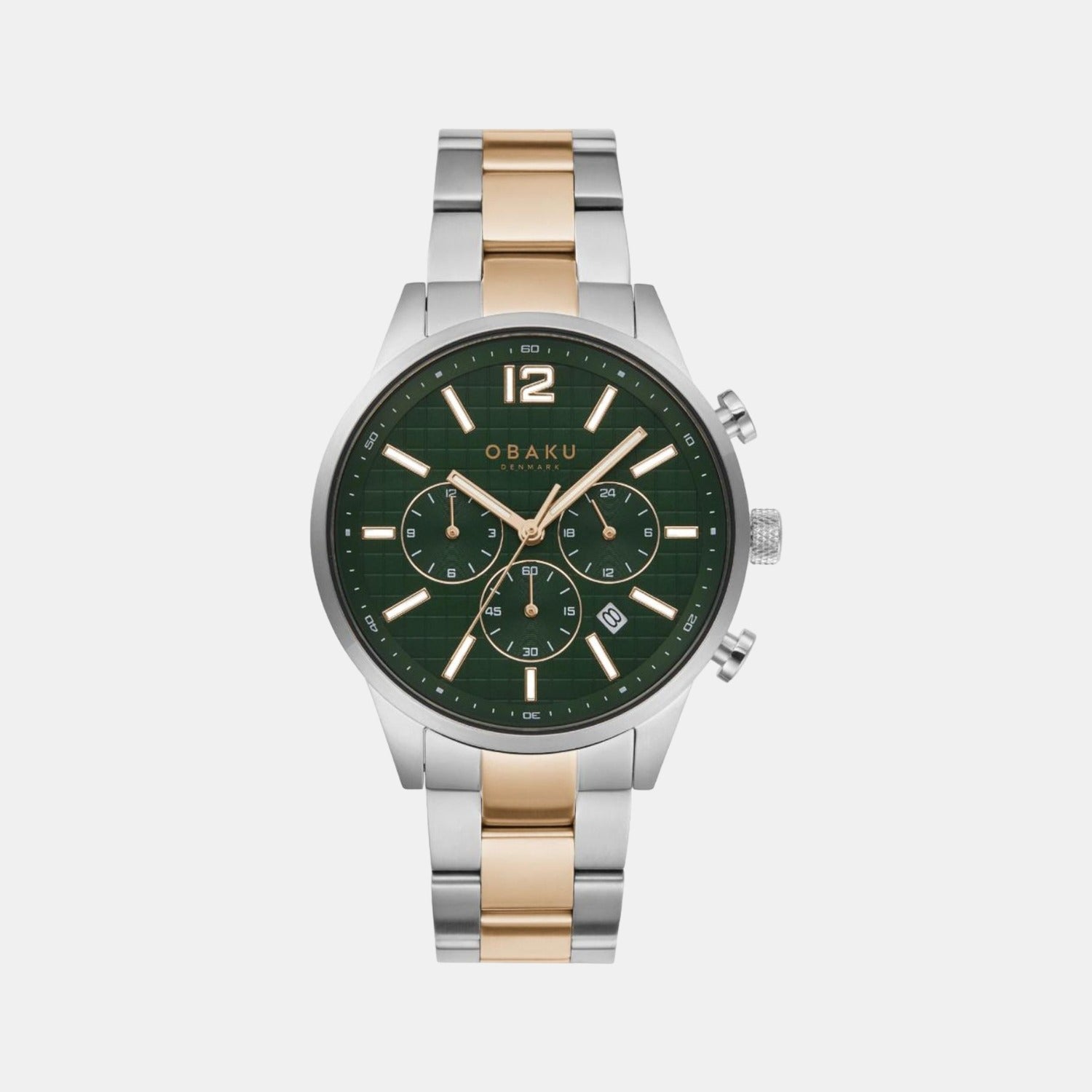 Obaku Round Green Chronograph watch