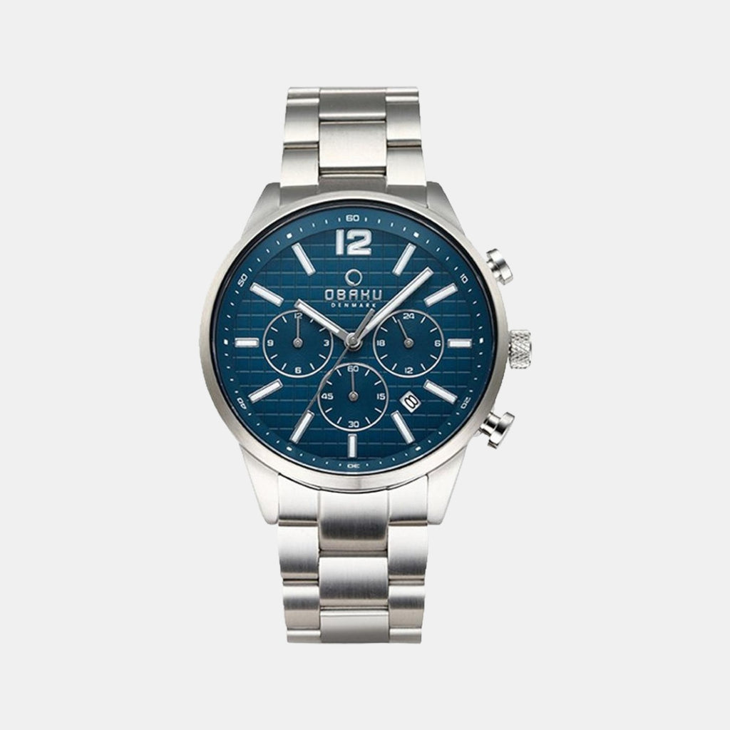 Obaku Round Blue Chronograph watch