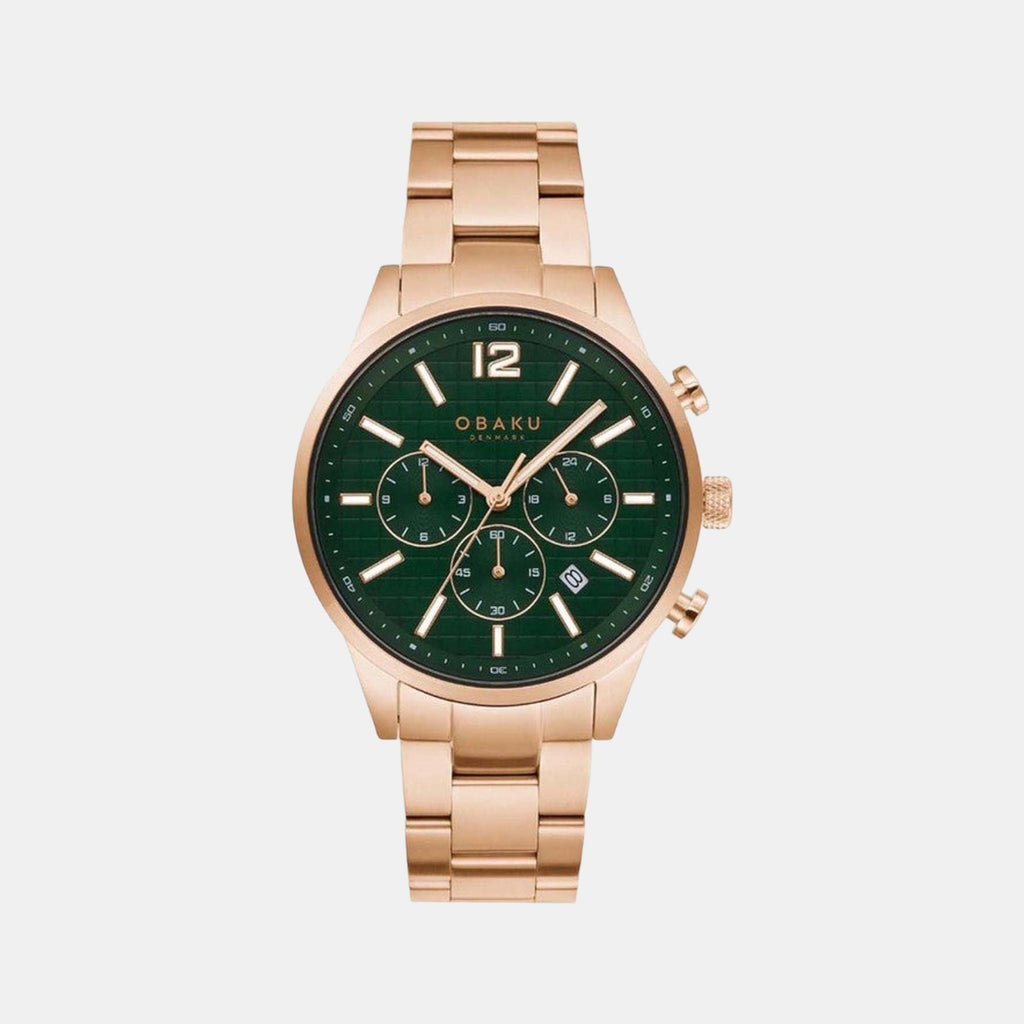 Obaku Round Green Chronograph watch