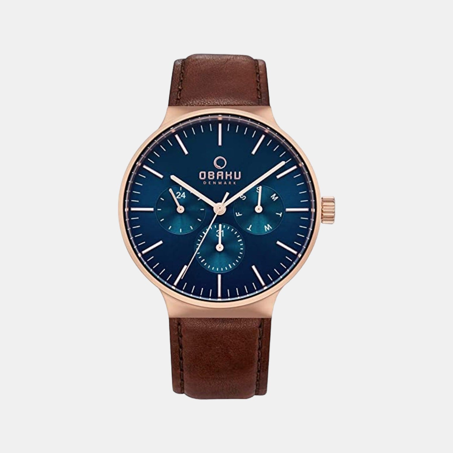 Male Blue Analog Leather Watch V229GMVLRN