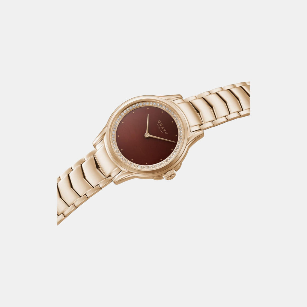 Obaku Women Round Brown watch