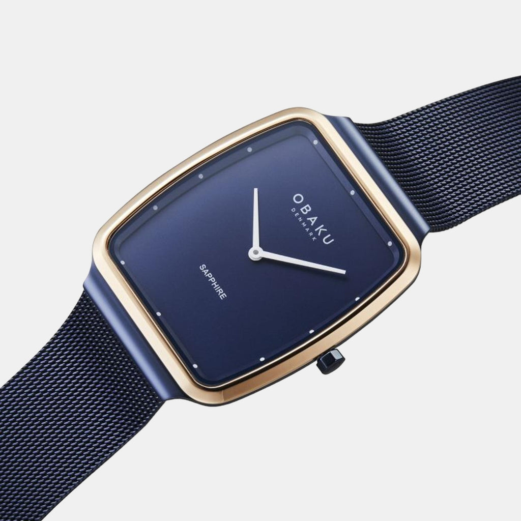 Obaku Men Rectangular Blue watch