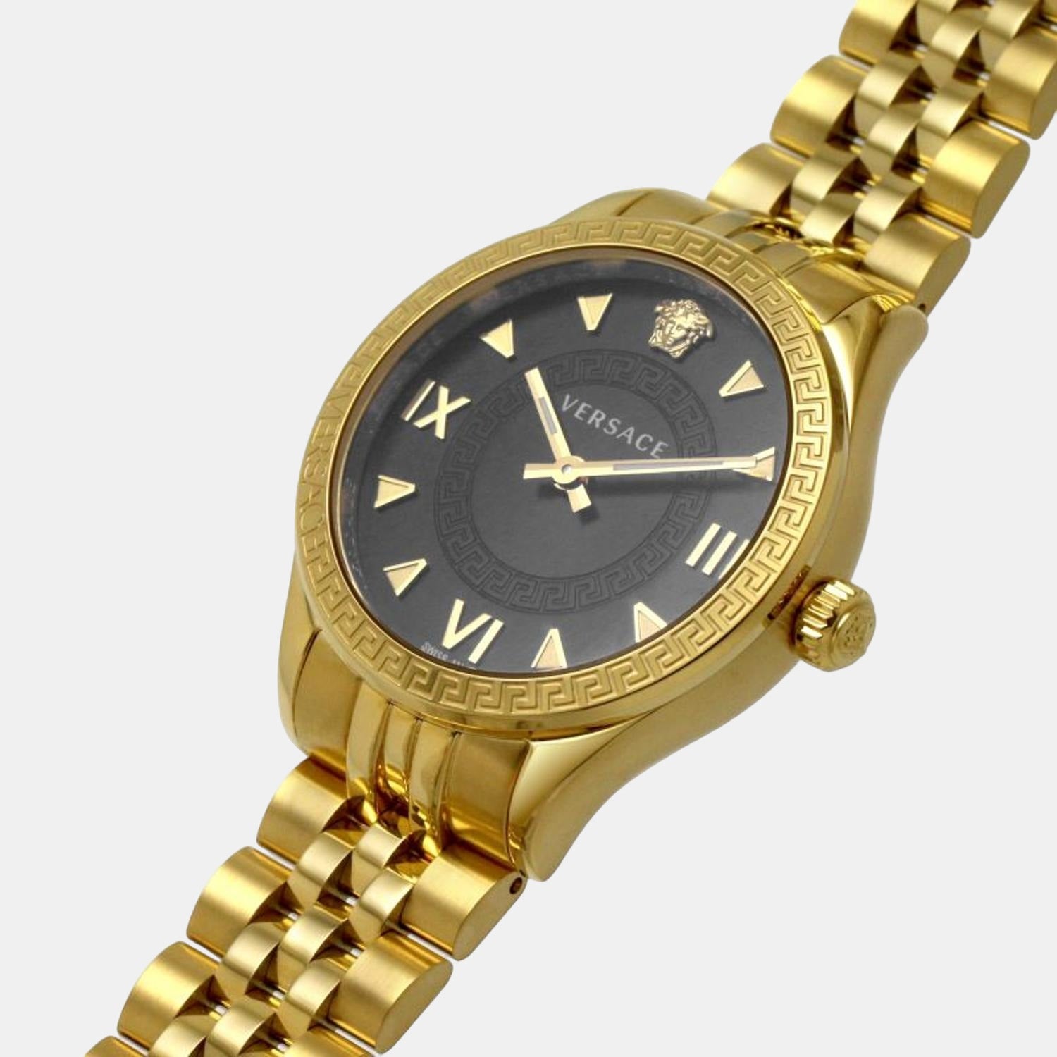 Versace gold toned aiakos automatic outlet watch