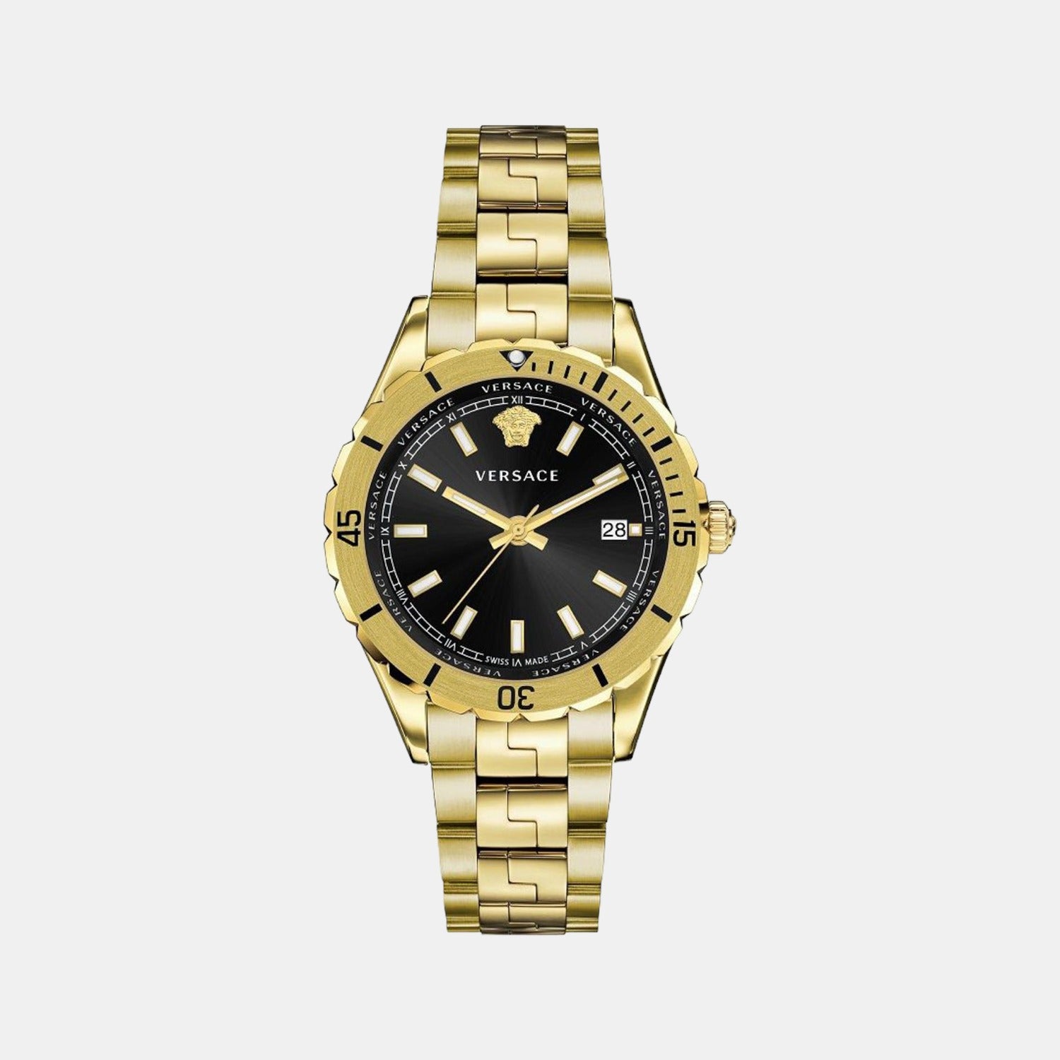 Versace men's watch discount black and gold