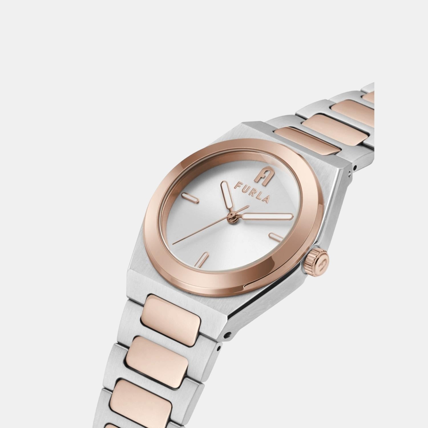 Furla Women Round Rose Gold watch
