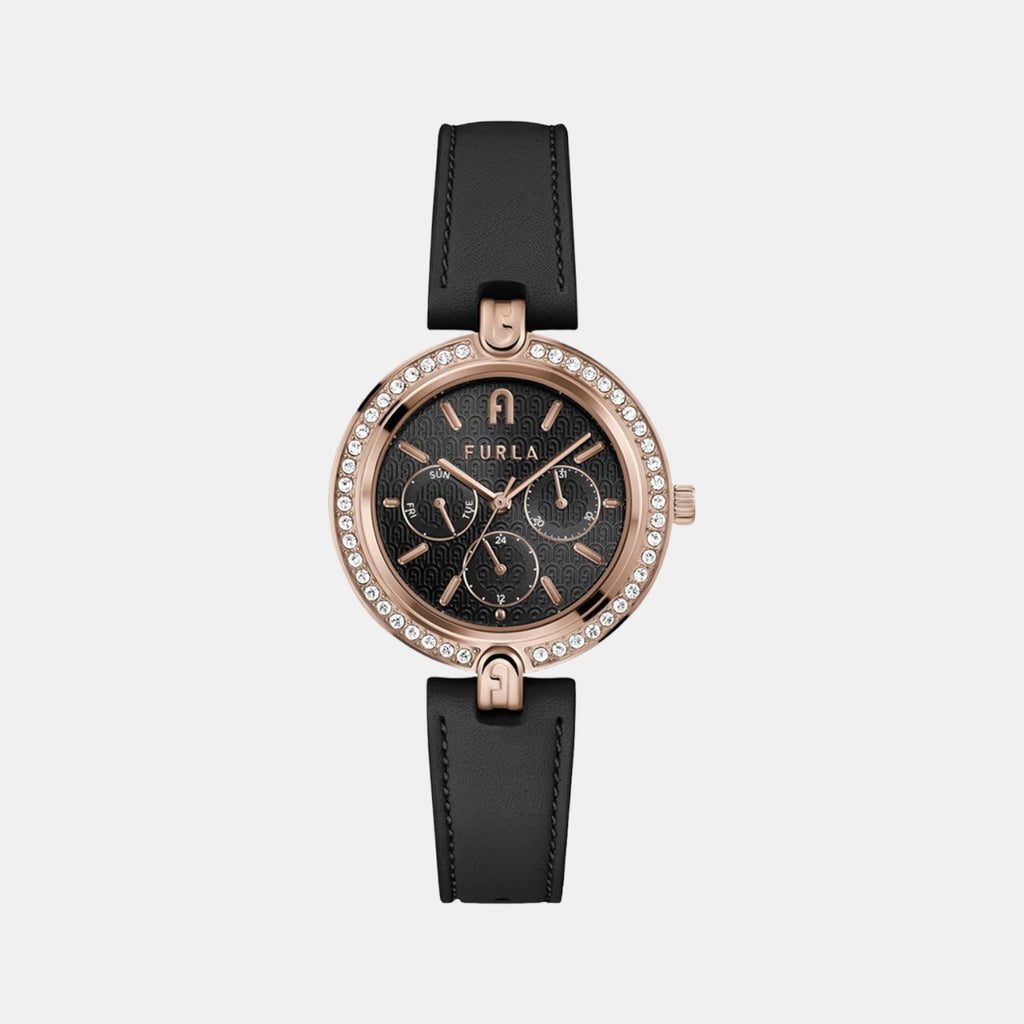 Furla Round Black Chronograph watch