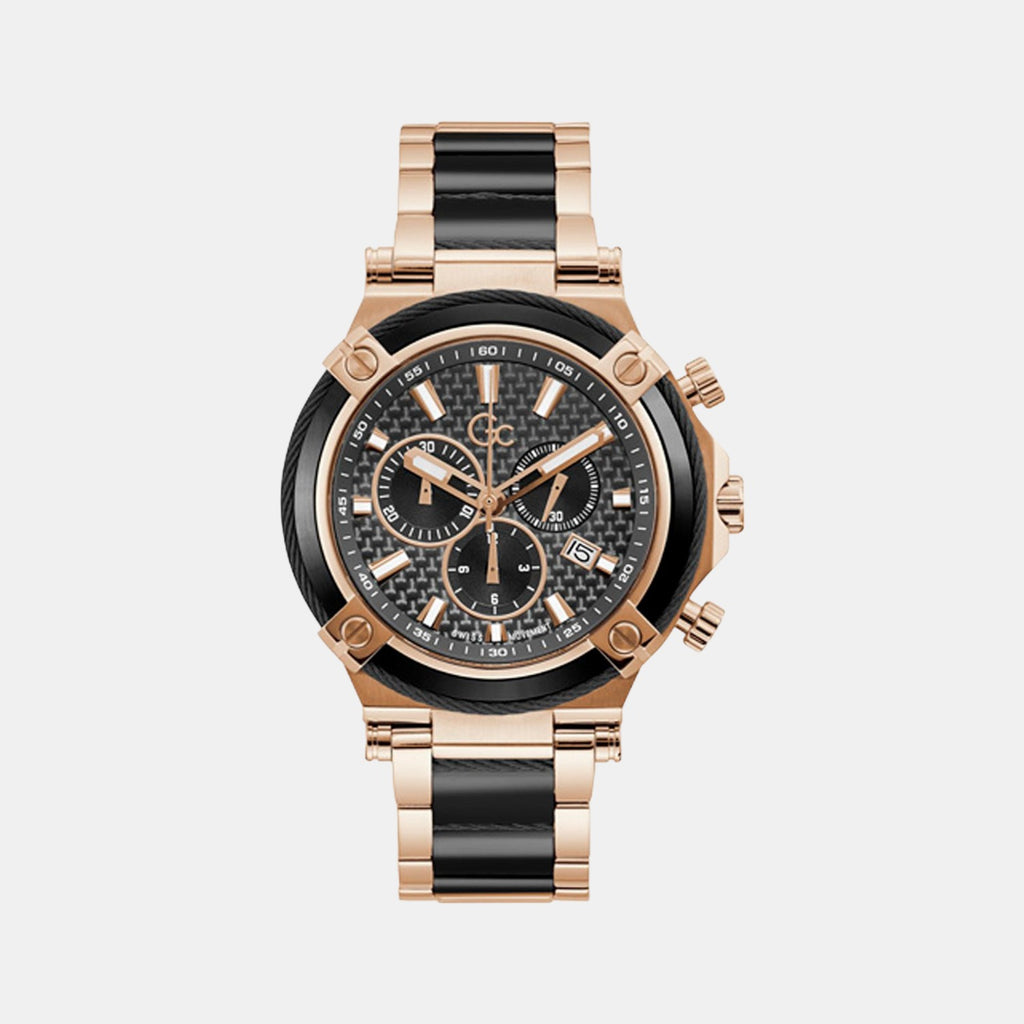 GC Round Black Chronograph watch