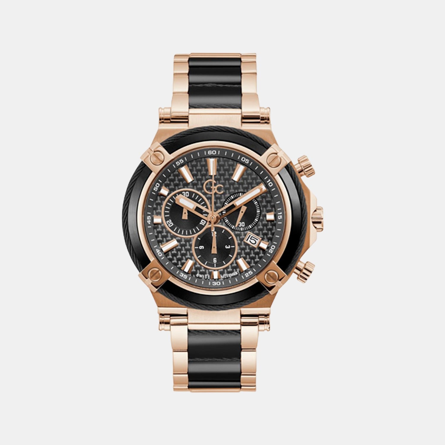 GC Round Black Chronograph watch