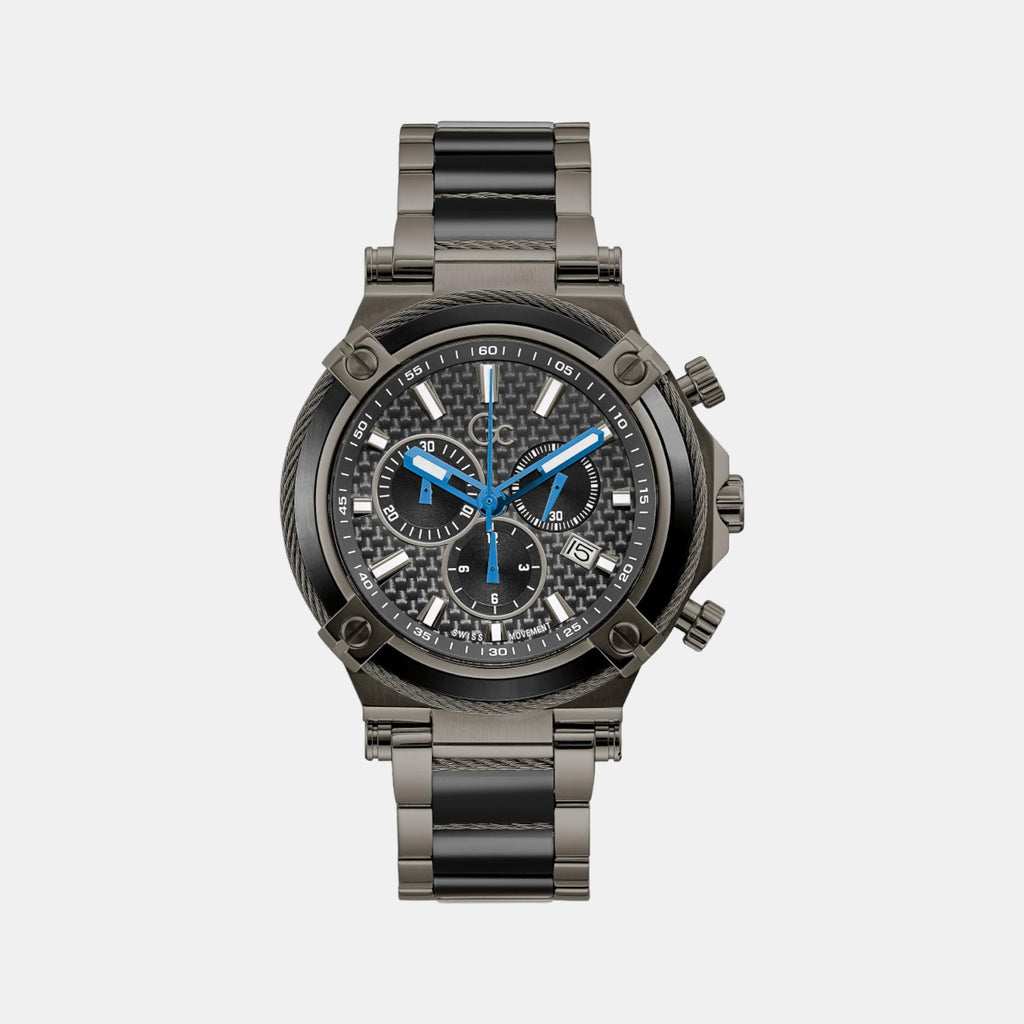 GC Round Black Chronograph watch