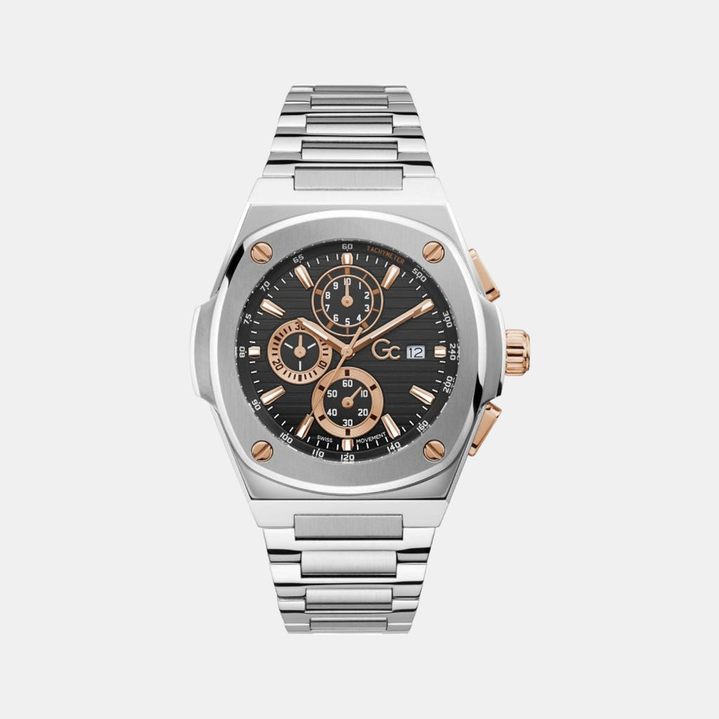 GC Round Black Chronograph watch