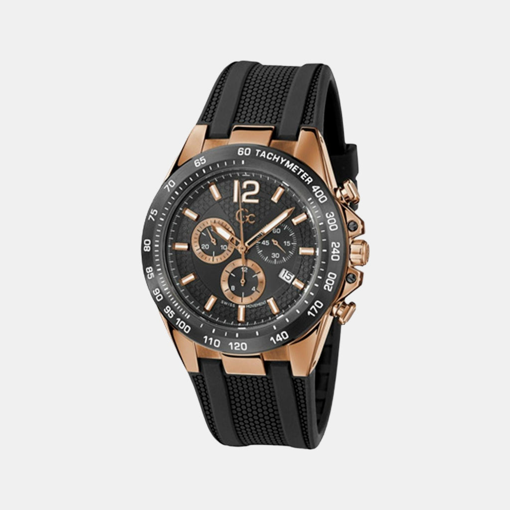 GC Round Black Chronograph watch