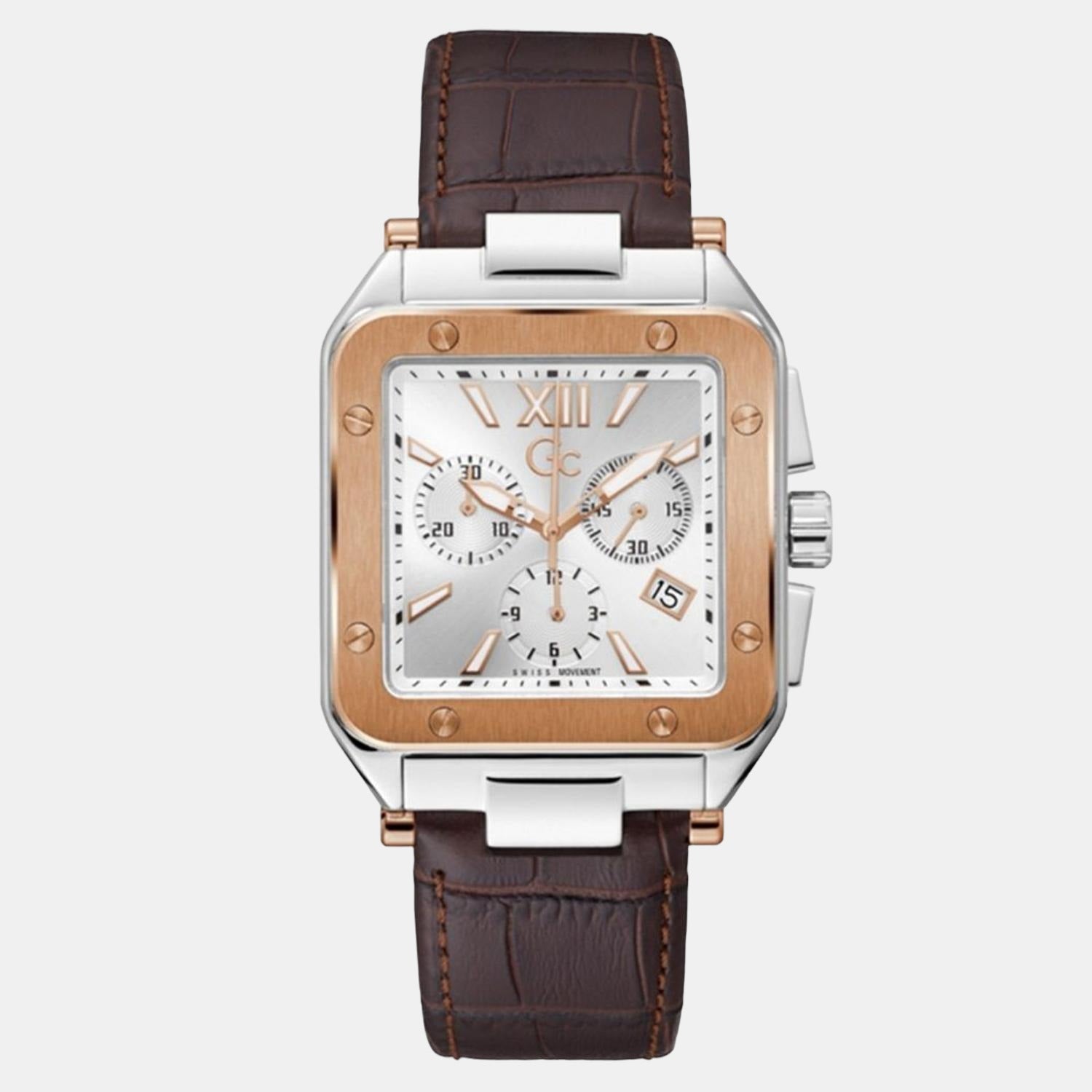 GC Square White Chronograph watch