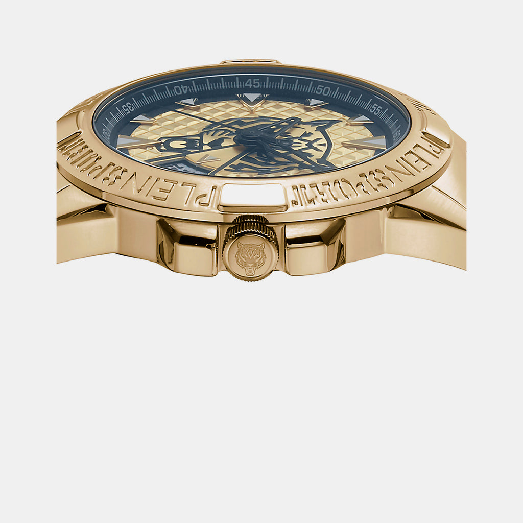 Plein Sports Men Round Gold watch